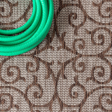 Madrid Vintage Filigree Textured Weave Indoor/outdoor Square Rug